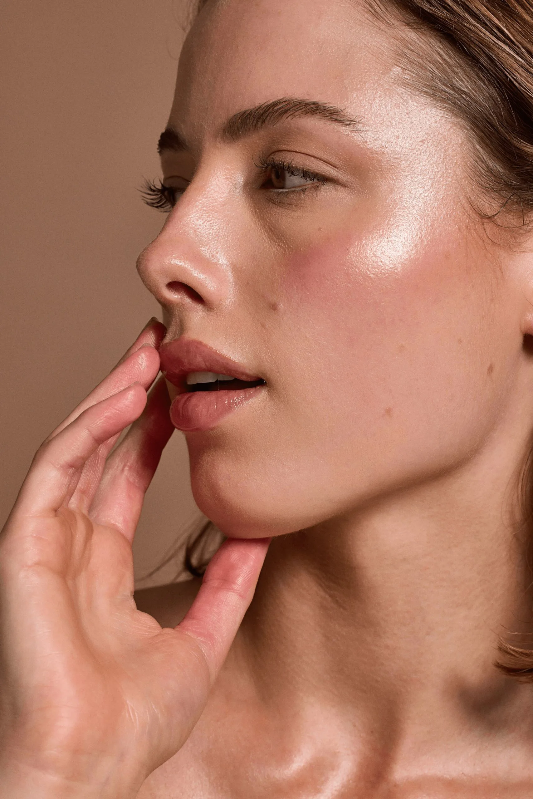 Close-up of a client's lips and skin representing Plump's skin treatments