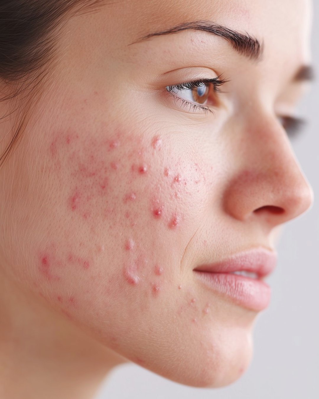 Close up of acne and congestion on the skin