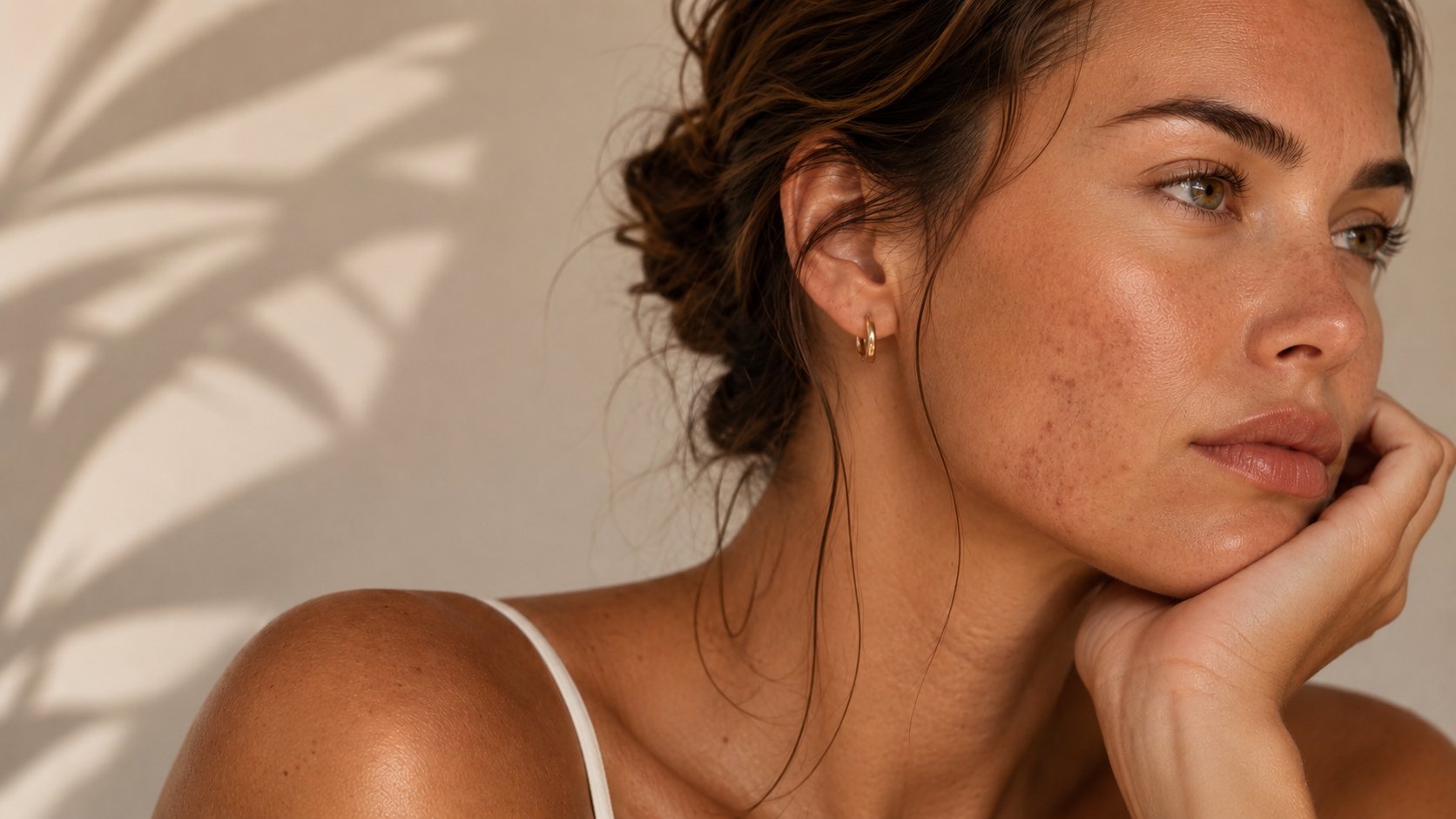 Adult acne along the cheek and jawline, seen in natural light at Plump Aesthetic Clinic South Yarra